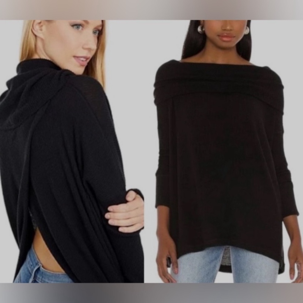 We the free Black Women's Poncho long sleeve Sweater